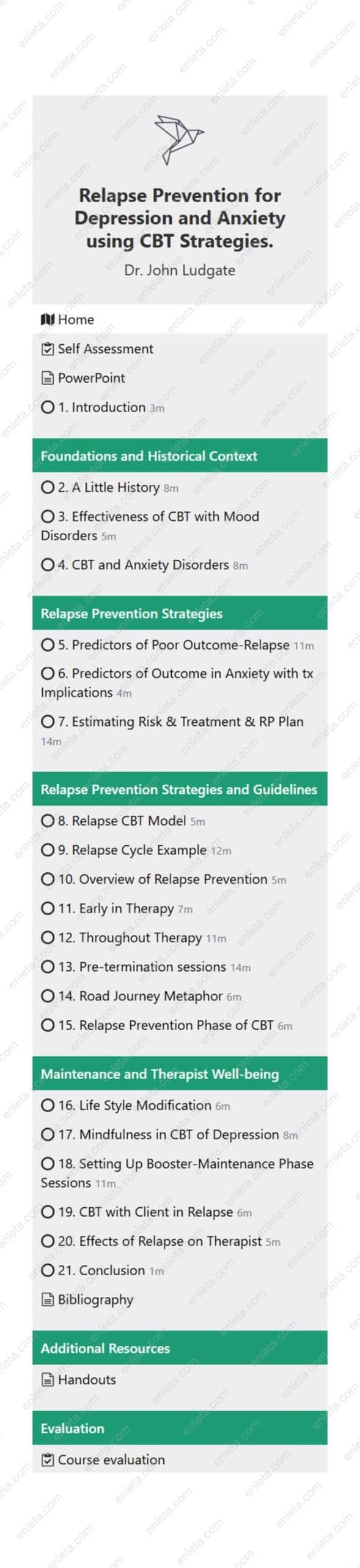 Relapse Prevention for Depression and Anxiety using CBT Strategies by Dr. John Ludgate Relapse Prevention for Depression and Anxiety using CBT Strategies