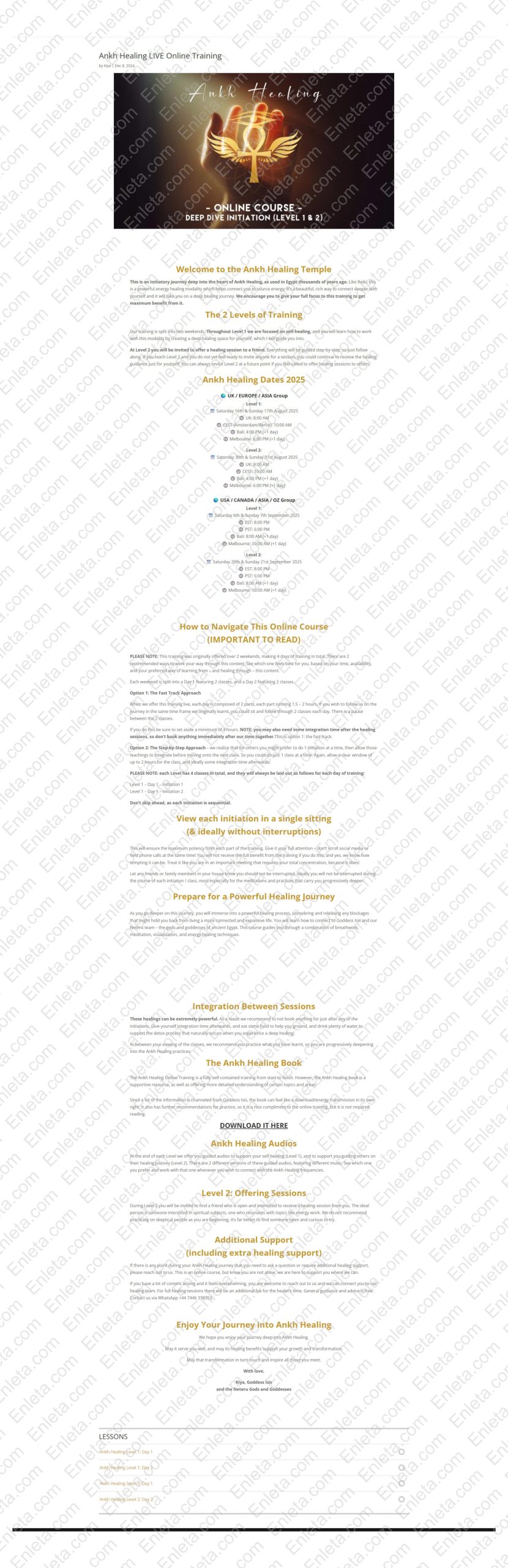 Sacred Ankh Healing Training by Kiya Ankara Ancient Egyptian Energy Healing Course