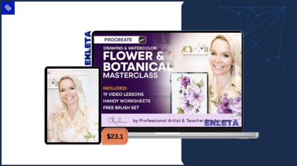 Kris Lauren teaching Flower and Botanical Drawing and Watercolor Masterclass to create elegant floral artworks