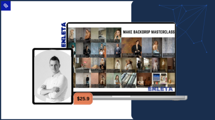 Artist painting a large hand-crafted studio backdrop from Make Backdrop Masterclass 2.0 by Justinas Lekavicius.