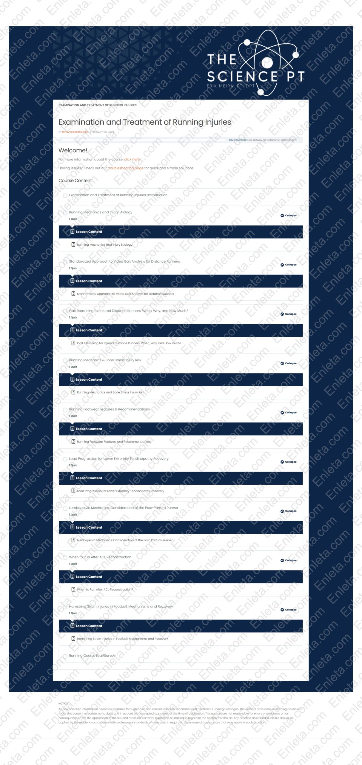 Examination and Treatment of Running Injuries – Bryan Heiderscheit Sports Rehabilitation and Injury Management Course