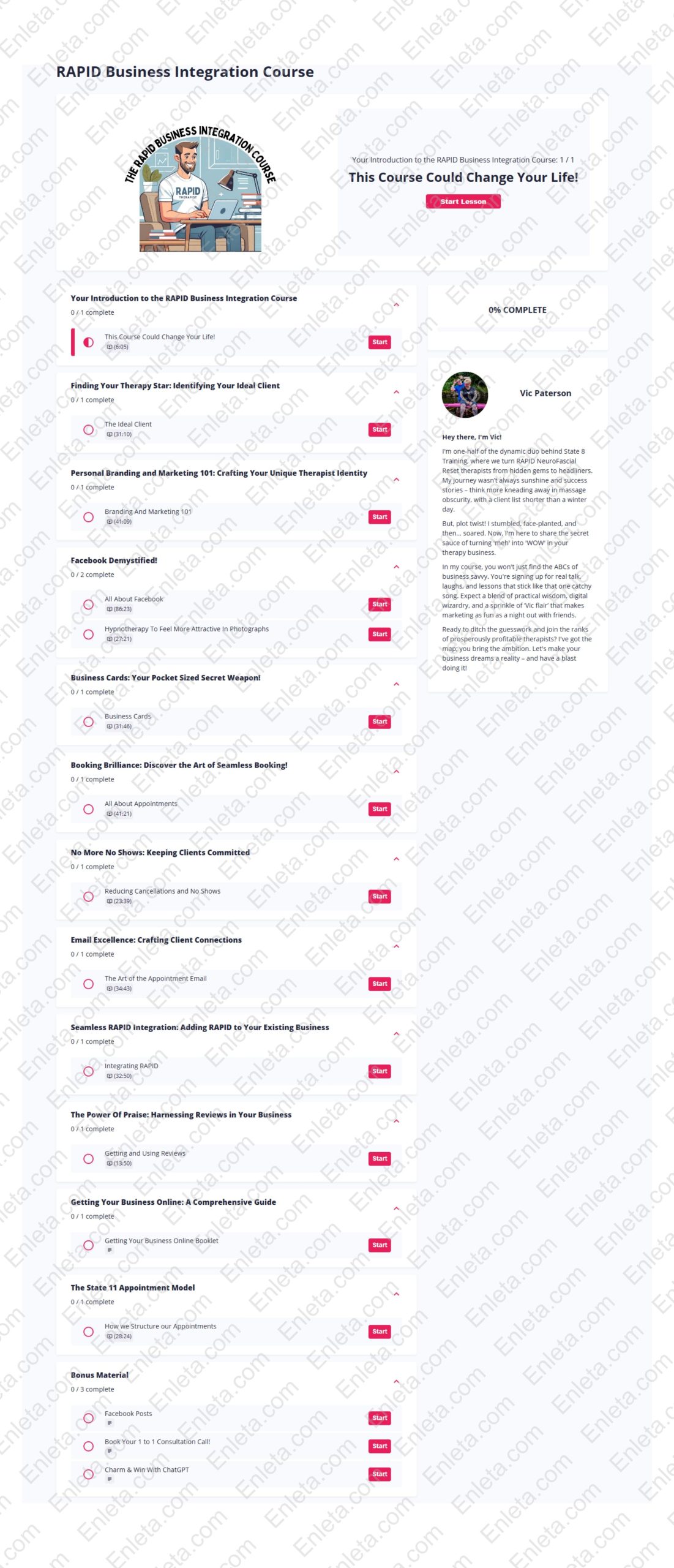 RAPID Business Integration Course by Vic Paterson Therapy Business Integration Course