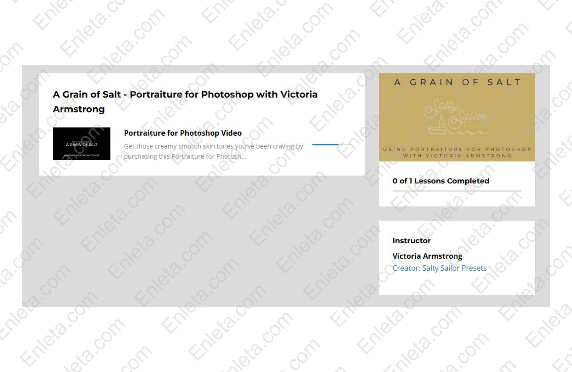 A Grain of Salt - Portraiture for Photoshop by Victoria Armstrong Professional Photoshop beauty retouching workflow