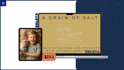 A Grain of Salt course showing smooth skin portrait editing techniques using Portraiture in Photoshop.
