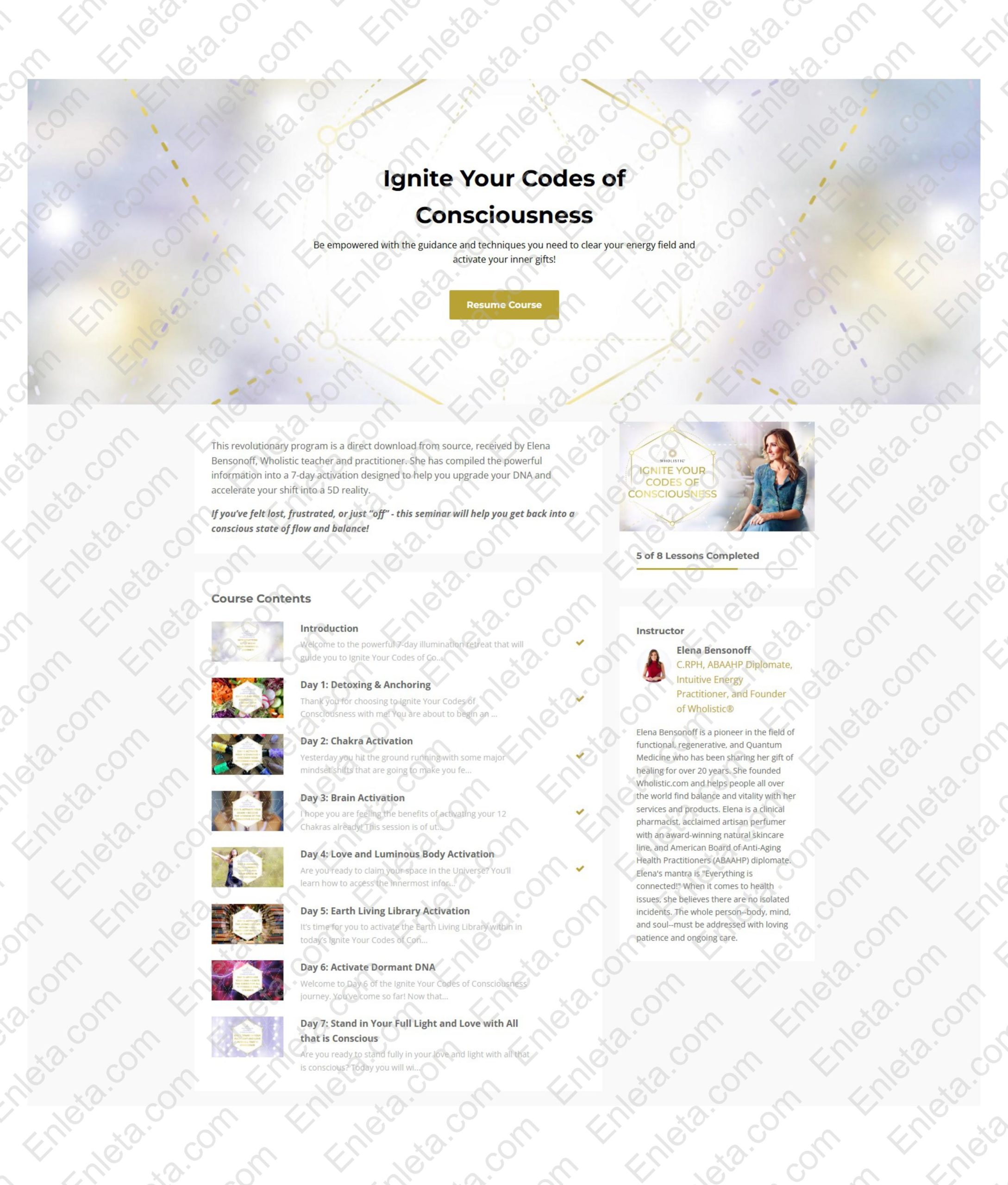 Ignite Your Codes of Consciousness by Elena Bensonoff consciousness awakening program