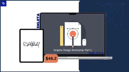 Graphic Design Bootcamp Part 1 course teaching Photoshop, Illustrator, and InDesign through beginner-friendly design projects